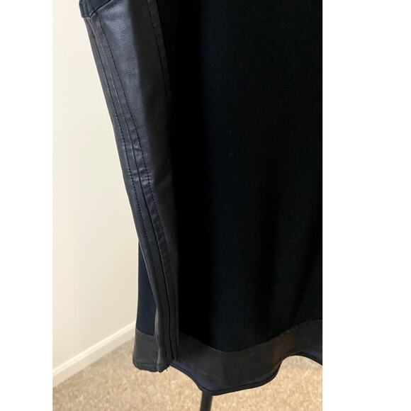 Banana Republic Black Round Neck Stretch Faux Leather Trim Top - Size L (EUC) - Picture 3 of 6